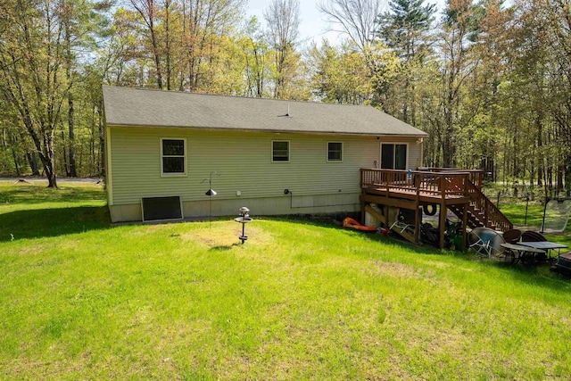 175 Blackwater Rd, Somersworth, NH 03878 - back of house featuring a wooden deck, a lawn, and stairway