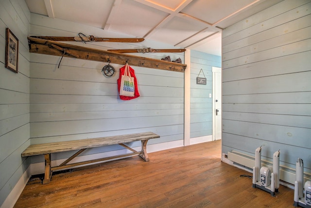 56 Andover St, Ludlow, VT 05149 - mudroom with wood walls and wood finished floors