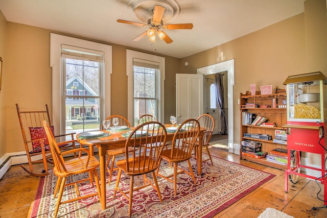 56 Andover St, Ludlow, VT 05149 - dining room with ceiling fan and baseboards
