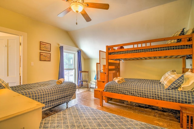 56 Andover St, Ludlow, VT 05149 - bedroom featuring vaulted ceiling and a ceiling fan