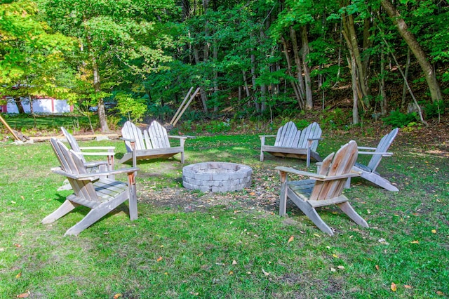 56 Andover St, Ludlow, VT 05149 - view of green lawn featuring an outdoor fire pit