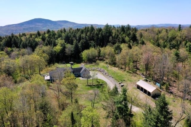 view of property location featuring a forest