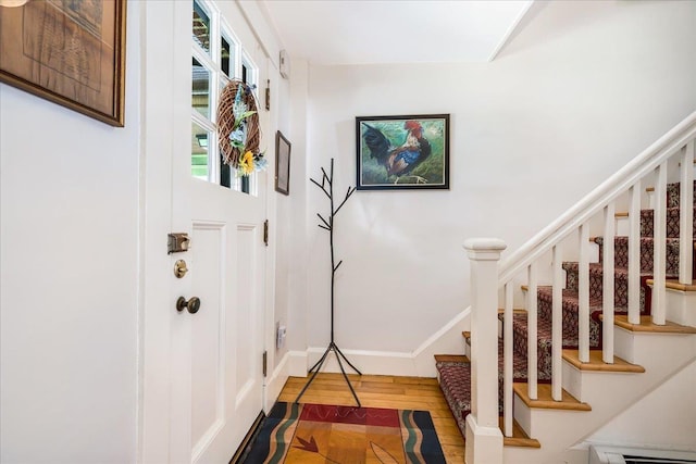 67 Kidder St, Manchester, NH 03101 - entrance foyer featuring stairs and hardwood / wood-style flooring