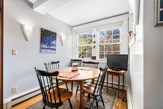 67 Kidder St, Manchester, NH 03101 - dining space featuring wood finished floors and a baseboard radiator