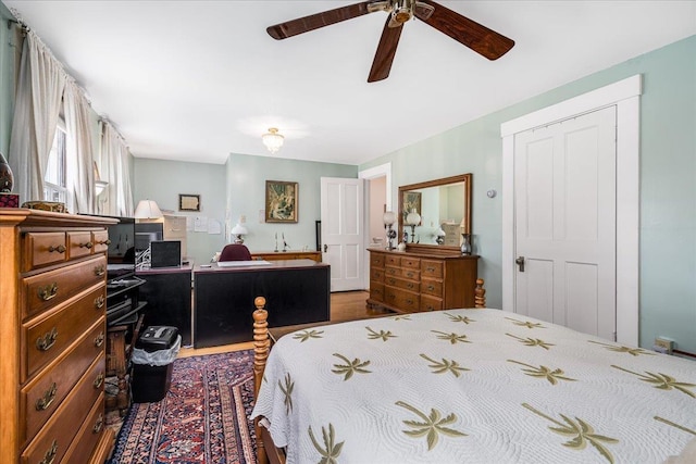 67 Kidder St, Manchester, NH 03101 - bedroom featuring dark wood-style floors, an office area, and a ceiling fan