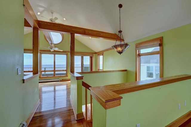 5 Great Boars Head Ave, Hampton, NH 03842 - hallway featuring plenty of natural light, baseboards, wood finished floors, a baseboard heating unit, and recessed lighting
