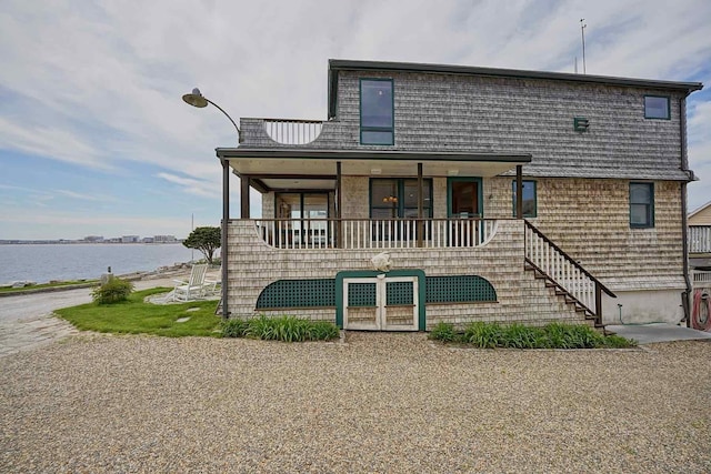 5 Great Boars Head Ave, Hampton, NH 03842 - view of front of house featuring a porch, stairs, and a water view