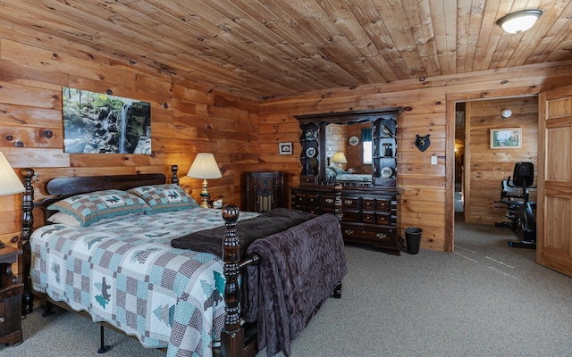 16 Pine Tree Rd, Newport, NH 03773 - bedroom featuring carpet flooring, wood walls, and wooden ceiling