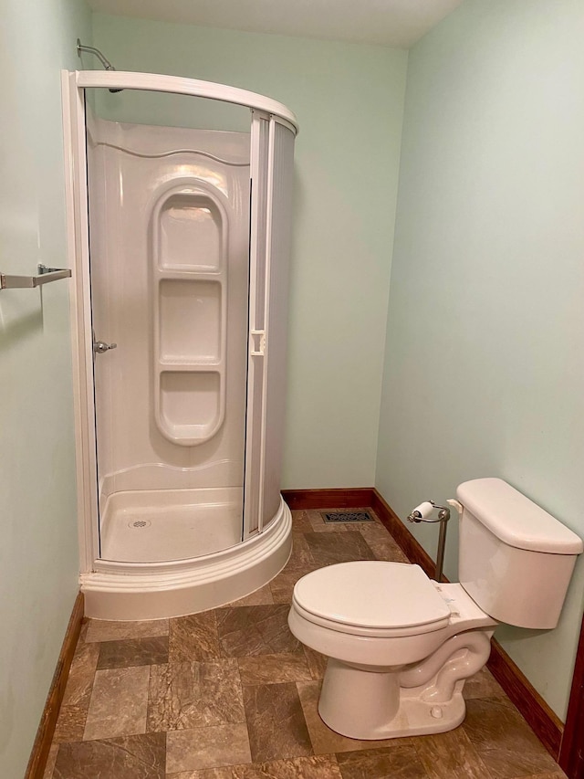 1810 Vt Route 102, Canaan, VT 05903 - full bathroom with toilet, a stall shower, and baseboards