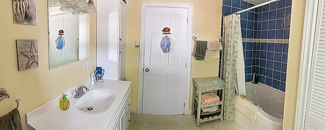 121 Platt Rd, Highgate, VT 05459 - bathroom featuring shower / tub combo, vanity, and tile patterned flooring