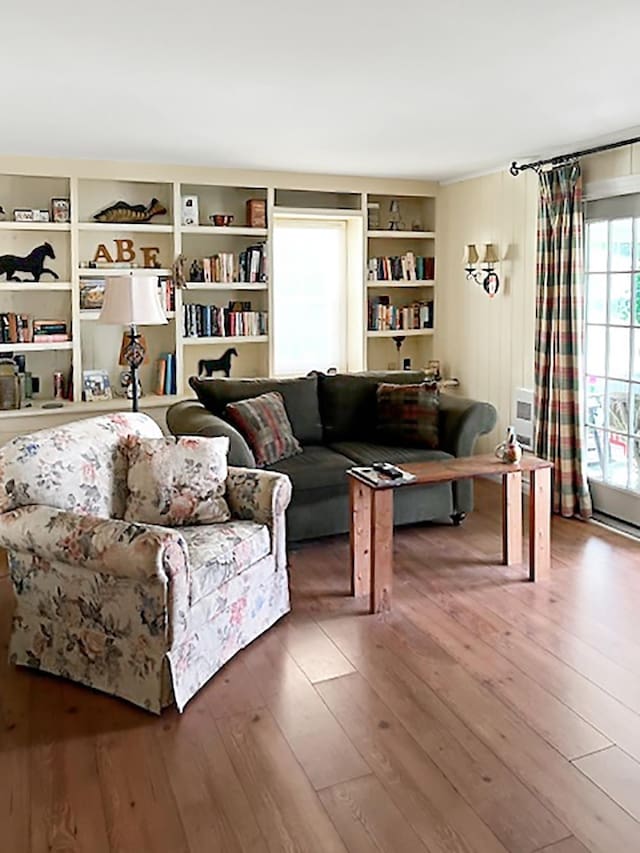 121 Platt Rd, Highgate, VT 05459 - living room with hardwood / wood-style floors and built in features