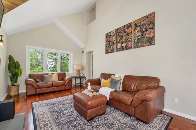 204 Chase Way, Manchester, NH 03104 - living room featuring wood finished floors, baseboards, and vaulted ceiling