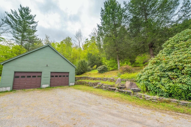 view of detached garage