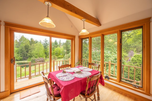 dining area featuring healthy amount of natural light and light wood-style floors