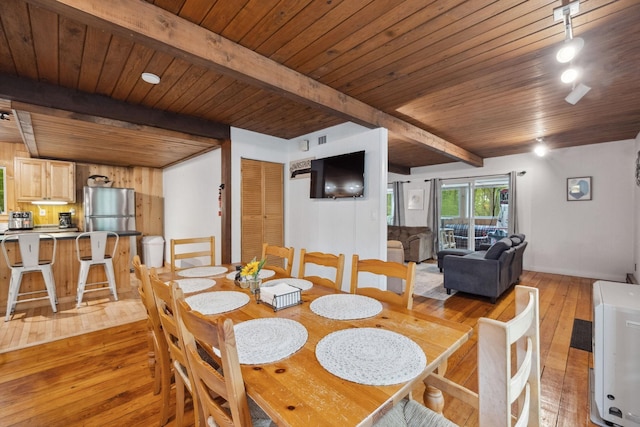 46 Crestwood Dr, Conway, NH 03860 - dining room featuring wood ceiling, light wood-style floors, and beam ceiling