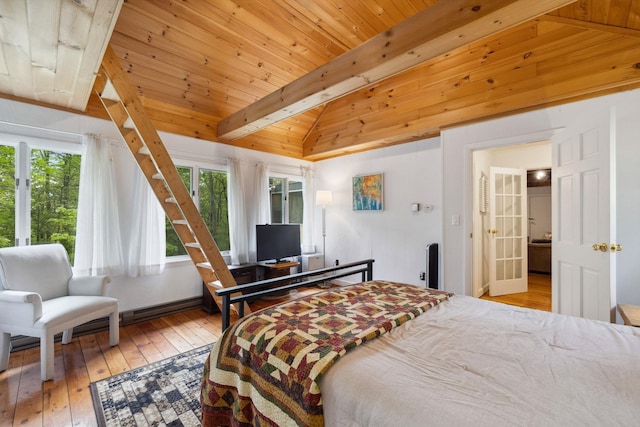 46 Crestwood Dr, Conway, NH 03860 - bedroom featuring multiple windows, wood-type flooring, and wood ceiling
