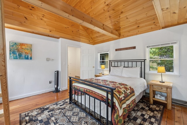 46 Crestwood Dr, Conway, NH 03860 - bedroom with wood-type flooring, wood ceiling, and baseboards