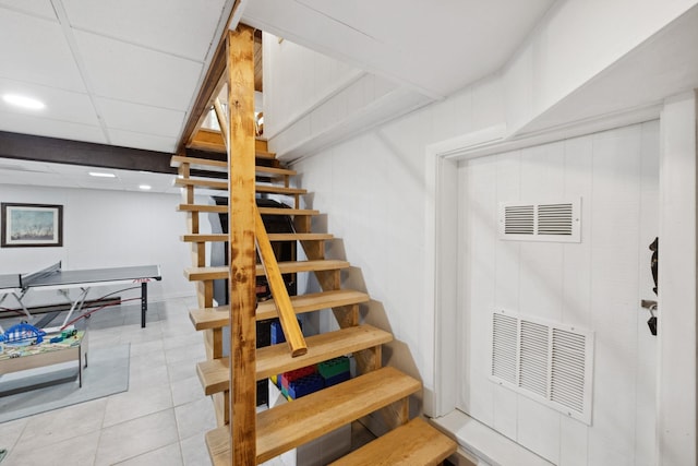 46 Crestwood Dr, Conway, NH 03860 - staircase featuring tile patterned floors and recessed lighting