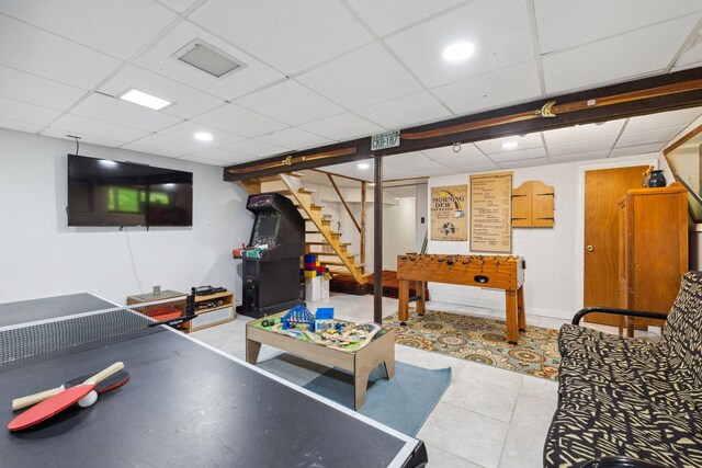 46 Crestwood Dr, Conway, NH 03860 - recreation room with a drop ceiling