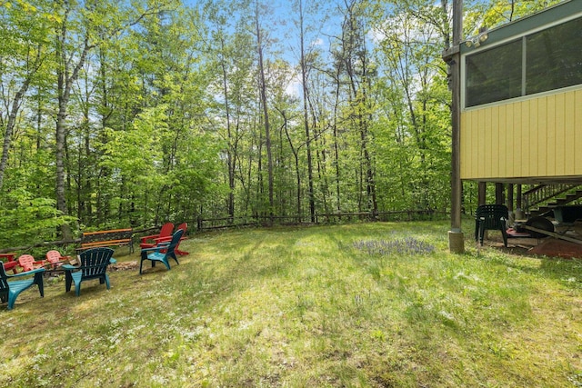46 Crestwood Dr, Conway, NH 03860 - view of yard featuring stairway and a fire pit