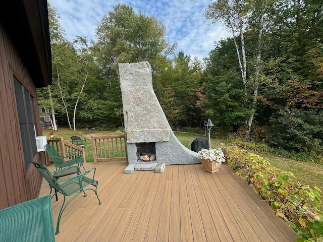 133 Ben Dexter Rd, Topsham, VT 05076 - deck with an outdoor stone fireplace