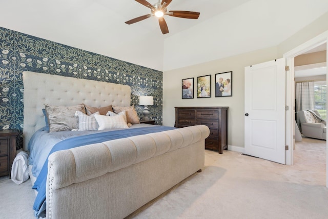 222 Standish Ln, Hudson, NH 03051 - bedroom featuring wallpapered walls, carpet flooring, baseboards, and a ceiling fan
