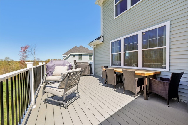 222 Standish Ln, Hudson, NH 03051 - wooden deck featuring outdoor dining space