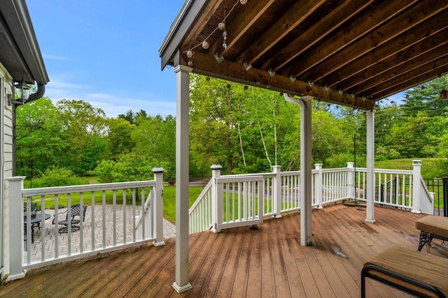 7 David Dr, Pelham, NH 03076 - wooden deck featuring view of wooded area