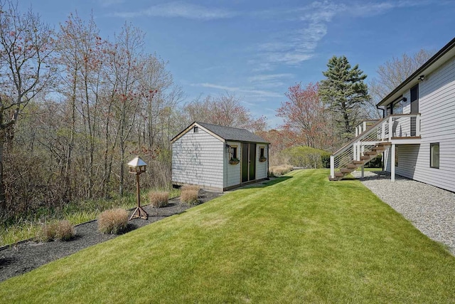 797 Ocean Blvd, Rye, NH 03870 - view of grassy yard featuring an outdoor structure and stairway