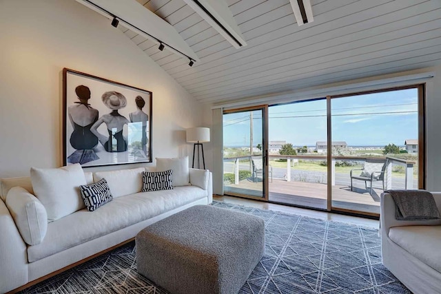 797 Ocean Blvd, Rye, NH 03870 - living area featuring track lighting and wood ceiling