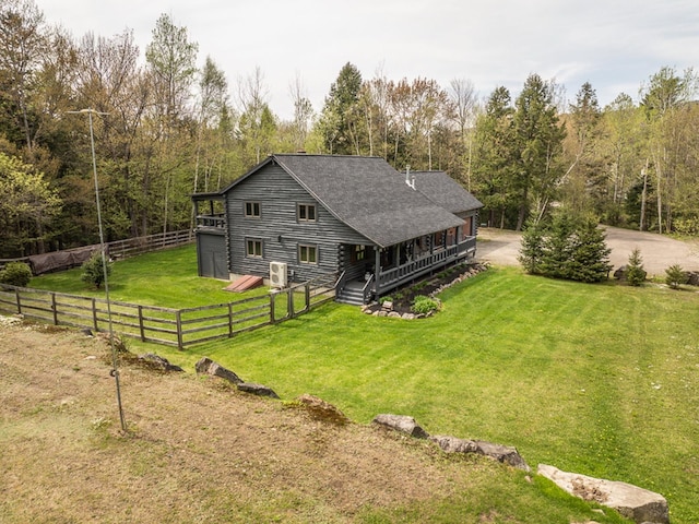 42 Chickadee Ln, Littleton, NH 03561 - rear view of property with a wooden deck and a view of trees