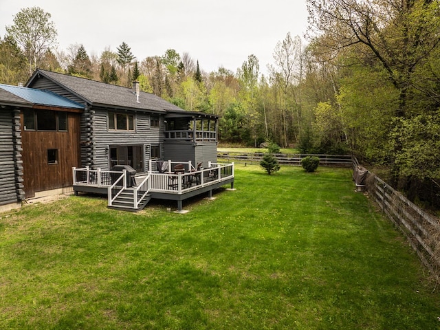 42 Chickadee Ln, Littleton, NH 03561 - view of yard featuring a deck and a forest view