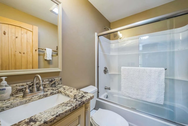 42 Peak Vista Ln, Madison, NH 03849 - full bath featuring toilet, vanity, and shower / bath combination with glass door