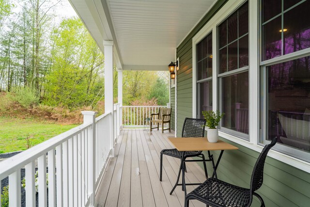 21 Lovering Rd, North Hampton, NH 03862 - wooden terrace featuring a porch