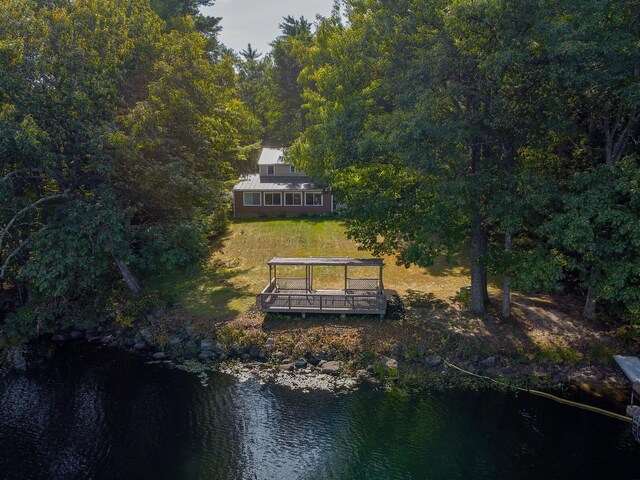 111 Shore Dr, Henniker, NH 03242 - aerial view of property and surrounding area with a large body of water and a heavily wooded area