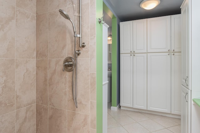 111 Shore Dr, Henniker, NH 03242 - bathroom featuring tiled shower and tile patterned floors
