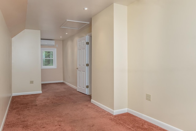 111 Shore Dr, Henniker, NH 03242 - hall with a wall unit AC, carpet, baseboards, and recessed lighting