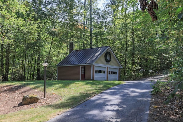 111 Shore Dr, Henniker, NH 03242 - detached garage featuring a forest view