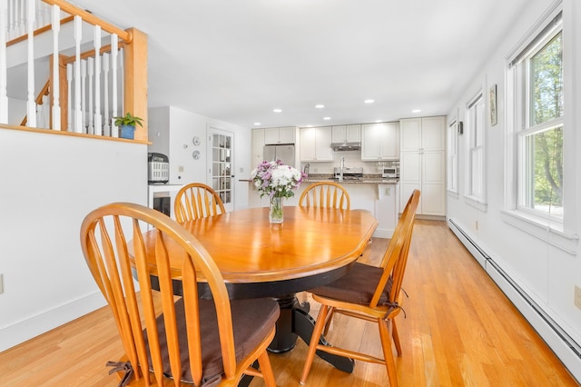 4 Oleary Ave, Hanover, NH 03755 - dining room featuring baseboard heating, healthy amount of natural light, light wood finished floors, recessed lighting, and baseboards