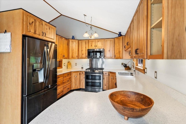 8 Bowman Ct, Merrimack, NH 03054 - kitchen featuring stainless steel appliances, a sink, light countertops, glass insert cabinets, and brown cabinets