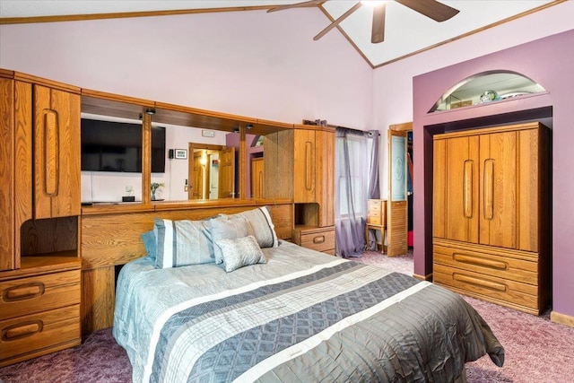 8 Bowman Ct, Merrimack, NH 03054 - carpeted bedroom with high vaulted ceiling and a ceiling fan