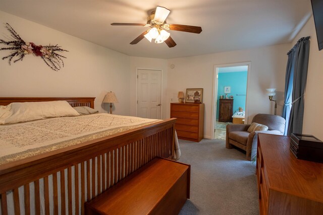 334 Silver Pine Ln, Tamworth, NH 03886 - bedroom featuring carpet floors, ceiling fan, and connected bathroom