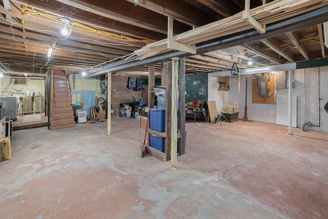 14 Butler St, Waterbury, VT 05676 - unfinished basement with electric panel and stairway