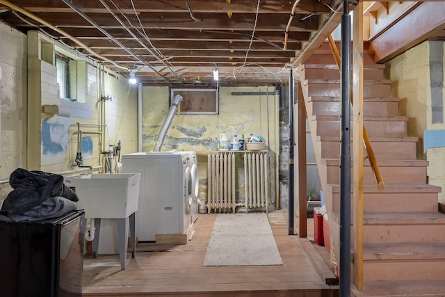 14 Butler St, Waterbury, VT 05676 - unfinished basement with stairs and light wood-style floors