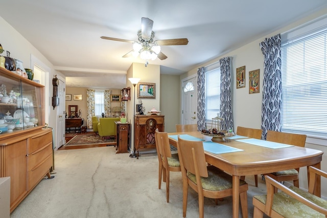 33 Tanner St, Concord, NH 03303 - dining space featuring healthy amount of natural light, a ceiling fan, and light carpet