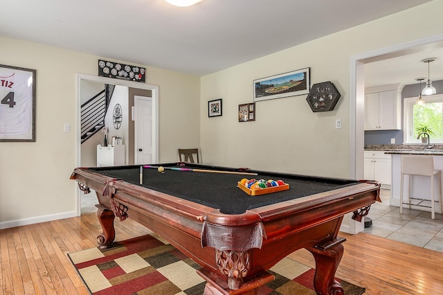 105 Fall Mill Rd, York, ME 03909 - game room featuring light wood finished floors, billiards, and baseboards