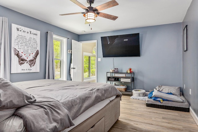 105 Fall Mill Rd, York, ME 03909 - bedroom featuring wood finished floors, baseboards, and a ceiling fan