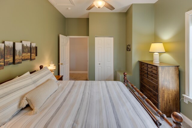 104 Champagne Cir, Campton, NH 03223 - bedroom featuring a closet, a ceiling fan, and baseboards