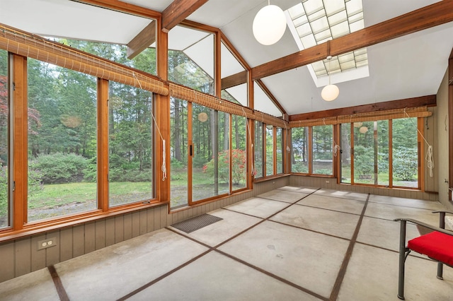 25 Wendover Way, Bedford, NH 03110 - unfurnished sunroom featuring lofted ceiling, plenty of natural light, and a skylight