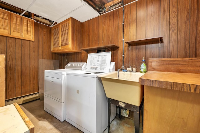 25 Wendover Way, Bedford, NH 03110 - washroom featuring a baseboard heating unit, independent washer and dryer, and wooden walls